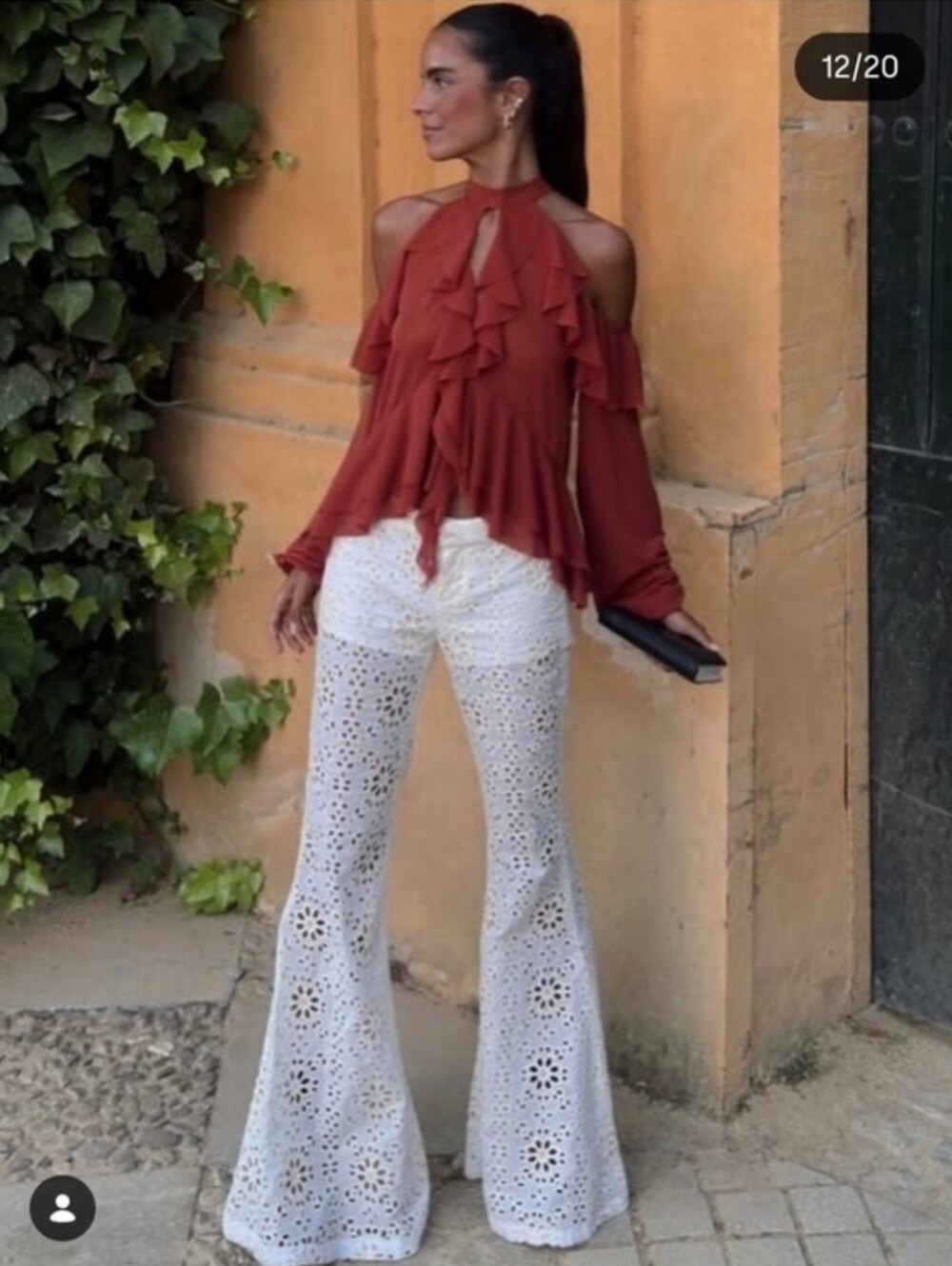 ZARA EMBROIDERED FLARE PANTS Size XS